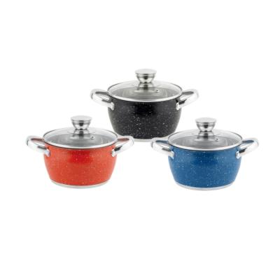 China Sustainable Kitchen Accessories Metal Kitchen Pot Sets Cookware Stainless Steel Kitchen Set Cookware Colorful With Lid for sale