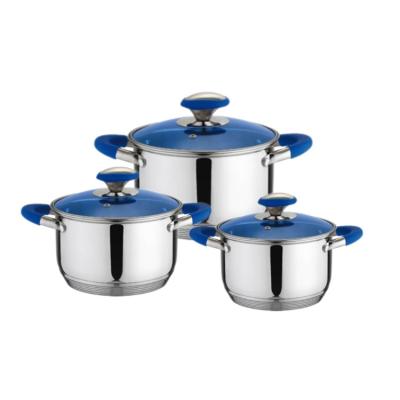 China Sustainable Kitchen Tools Cooking Pot Set Soup Pot Stainless Steel Pot Set 6 Piece Cookware For Kitchen for sale