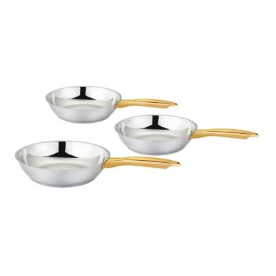 China Sustainable Cookware Kitchen 1 Set Pan Stainless Steel Fry Pan Restaurant Frying Pan Set With Removable Handle for sale