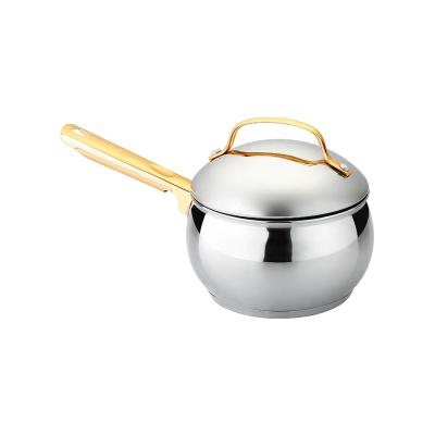 China Sustainable Hot Selling Non Stick Saucepan Pot Cooking Pot Gold  Stainless Steel Saucepan With Airtight Lid for sale