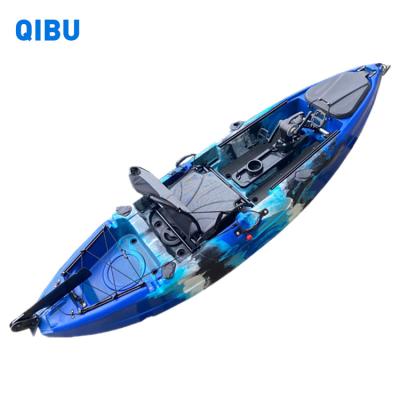 China QIBU River Pedal Kayak Customized Color Single Pedal Rotomoulded Fishing Kayak Canoe Fishing Boat With High Quality Pedal System for sale