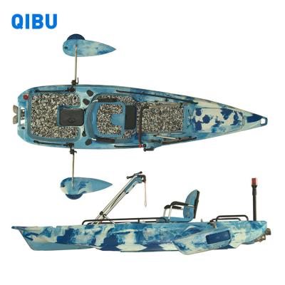 China QIBU plastic plastic rotomolded 1 person sit on jet top power single kayak fishing kayak with jet power for sale