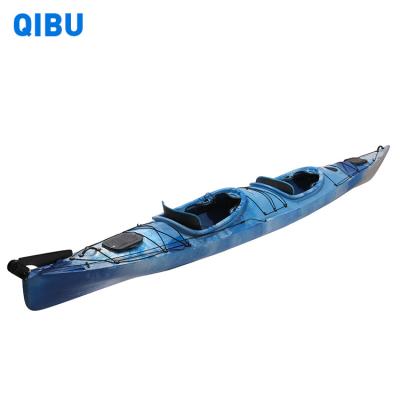 China QIBU plastic sea kayaks 2 person kayak wholesale boat manufacturers plastic watercraft for sale fishing pedal kayak for sale