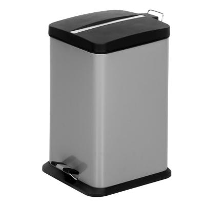 China Pressing Type Metal Step-on Kitchen And Bathroom Trash Can With Plastic Lid for sale