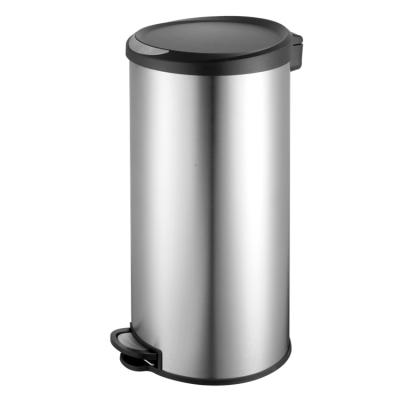 China Sustainable Wholesale Bathroom Pedal Trash Can With Lid Stainless Steel Plastic Trash Can 30L for sale