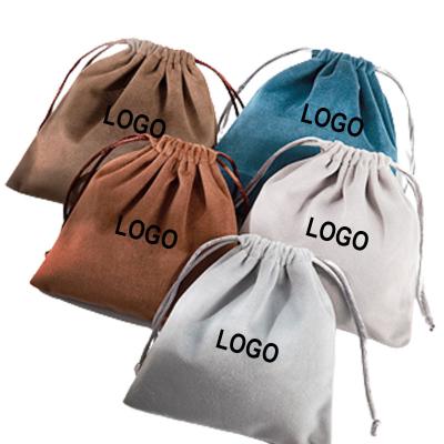 China Birthday Wedding Party Christmas Velvet Drawstring Bags Jewelry Pouches With Logo Small Pouch Promotion Gift Drawstring Velvet Bag Custom Jewelry Packaging Bag for sale