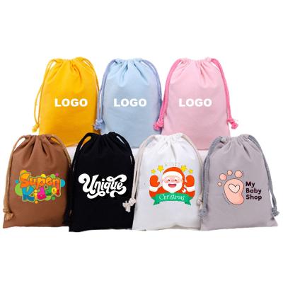 China Reusable Custom Organic Polyester Drawstring Bag Promotion Logo Drawstring Gift Pouch Bag Cotton Canvas Drawstring Bags Christmas Wedding Party Birthday Small for sale