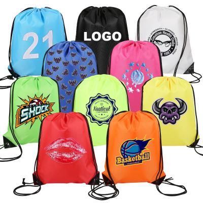 China Waterproof Cheap Promotional Gifts Colorful Customized Logo Sublimation Printed 210D Polyester Sports Gym Backpack String Drawstring Bags for sale