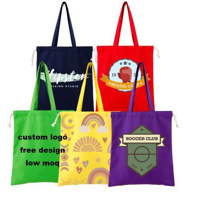 China Reusable Personalized White Drawstring Bag Tote Bag Cotton Canvas Customization Drawstring Straps Tote Bag Plain Shoulder Handbag for sale