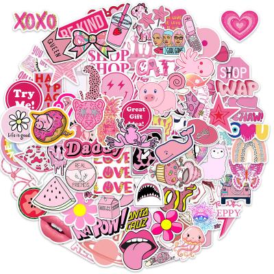 China 100Pcs Decorative Sticker Rose Preppy Die Cut Stickers Smile Vinyl Waterproof PVC Sticker For Laptop Water Bottles Car Stickers Decals for sale