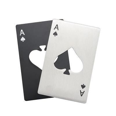 China Promotional Ace of Spades Bottle Opener Custom Logo Credit Card Poker Cap Opener Stainless Steel Portable Bottle Openers for Decorative for sale