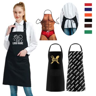 China Modern Unisex Black Aprons Custom Logo With Pocket Adjustable Cotton Canvas Waterproof Kitchen Cooking Apron Hair Salon Aprons for sale