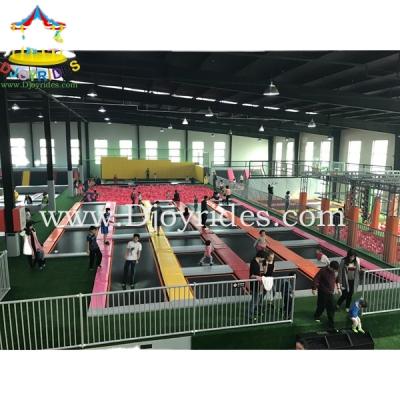 China popular ninja course indoor trampoline games, jumping trampoline park customized for sale