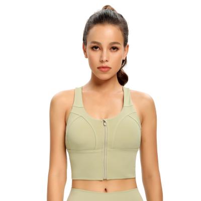 China New Design Full Coverage Workout Gym Front Zipper Fitness Women Yoga Bra Breathable Wholesale Custom Sports Bra for sale