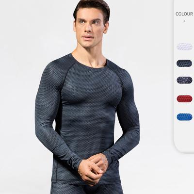 China 2021 Breathable Men Sports Tops Long Sleeve T Shirts Gym Workout Fitness Vest Good Quality Wear Tights Compression Active T-Shirts for sale