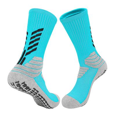 China Breathable Sports Knock Off Logo Grip Non Slip Football Compression Sock Sports Soccer Socks Custom Logo Non Slip Nylon Sport For Men for sale