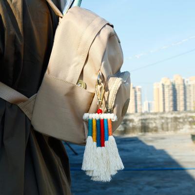 China Handmade Boho Wall Hanging Weaving Backing Wholesale Multicolor Art Macrame Keyring Macrame Keychain Macrame Keychain for sale