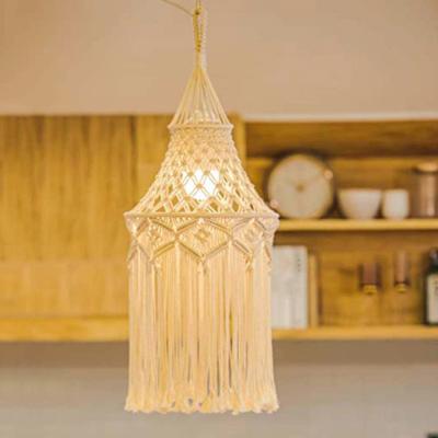 China Modern Handmade Macrame Light Shade Chandeliers Hanging Lamp Cover Boho Chic Macrame Lampshade Patterns UK for sale