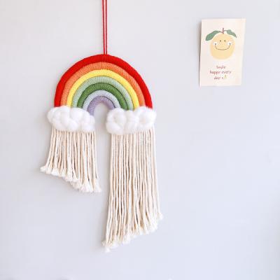 China Contemporary Cute Rainbow Macrame Home Room Decor Baby Cotton Decoration DIY Boho Car Charm for sale