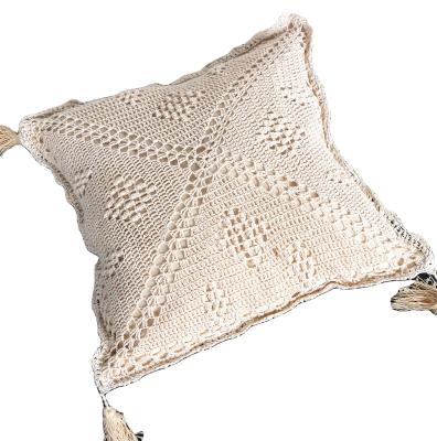 China New Design Eco-Friendly Nordic Cushion Woven Cotton Boho Macrame Blanket Pillow Case for sale