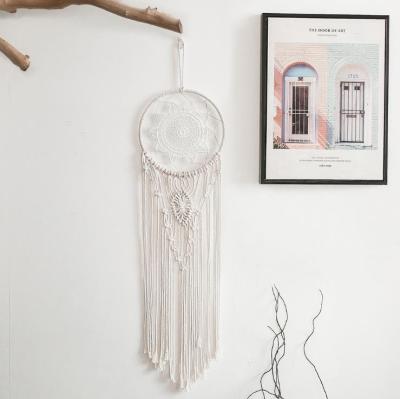 China Contemporary Macrame Tapestry Boho Wall Hanging White Tassel Make A Macrame Catcher's Dream Book for sale