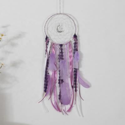 China Indian Blue Purple Dream Feather Handmade Wall Hanging Wholesale Dream Catchers for sale