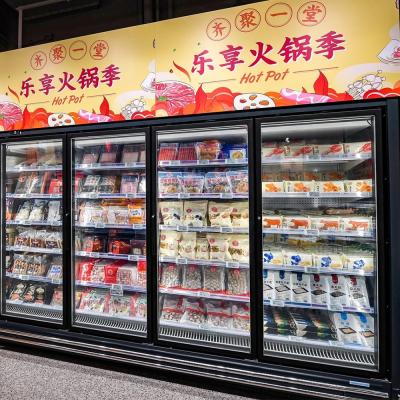 China Single-temperature Door Refrigerator 2.2m Heigh Remote Wide Glass Refrigeration Equipment Refrigerator For Supermarket For Dairy Fruit for sale