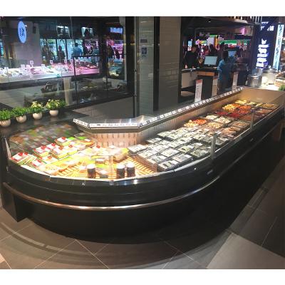 China Single-temperature 1.0m Self Service Counter Width Remote Refrigeration Equipment Refrigerator For Supermarket For Meat Meat Display Fridge for sale