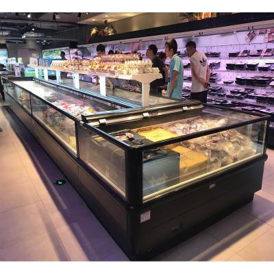 China Single-Temperature Double Island Freezer 1.5m Width Refrigeration Equipment Remote Freezer For Meat for sale