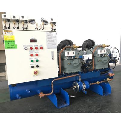 China Restaurant MT Framless Compressor Indoor Semi Hermetic Stand Reciprocating Compressor Unit With Control Box And Liquid Receiver for sale