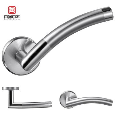 China Modern L-sharp Stainless Steel Fire Rated Door Handle Level Handle Bed/bathroom Handle High Quality Modern Style for sale