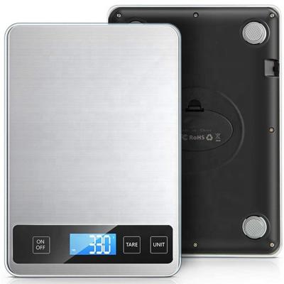 China Cafe Kitchen Scales Multifunctional Digital Food Weighing 1g LCD Backlight Tabletop Stainless Steel Digital Electronic Kitchen Scale for sale