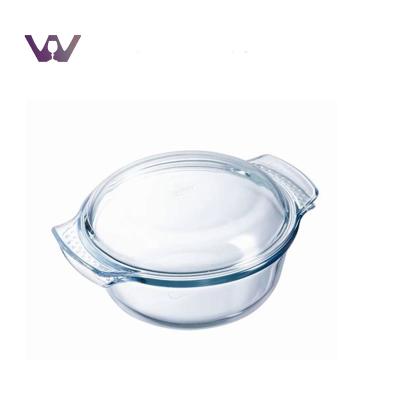 China Sustainable Borosilicate Pyrex Glass Heat Resistant Disposable Cooking Pot for sale