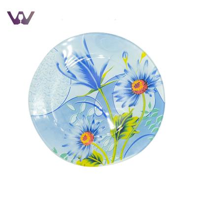 China Customized Design Disposable Round Glass Breadfruit Ice Dish With Flower Pattern for sale