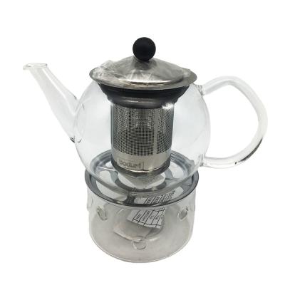 China Viable American Heat Resistant Glass Teapot and Stainless Steel Tea Strainer Set for sale