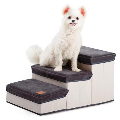 China MewooFun Stored Collapsible Pet Stairs Dog 4 Steps Storage Box Puppy Ramp Ladder for sale