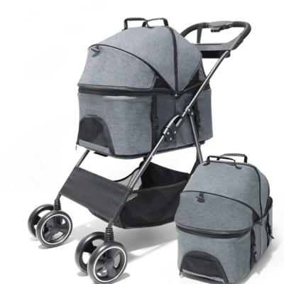 China Mewoofun Stored Wholesale Luxury Folding Pet Strollers Travel Small Dog Stroller Fashion Oxford Solid for sale