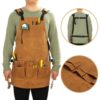 China Washable Heavy Duty Waxed Canvas Apron Apron Tool Working Apron for sale