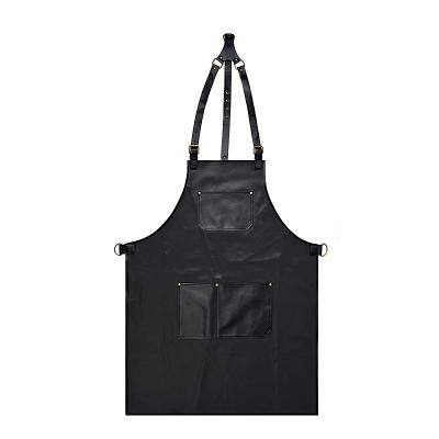 China With Adjustable PU Leather Apron Buckle Adjustable Bib Apron For Women And Men Kitchen Cooking Tool Storage for sale