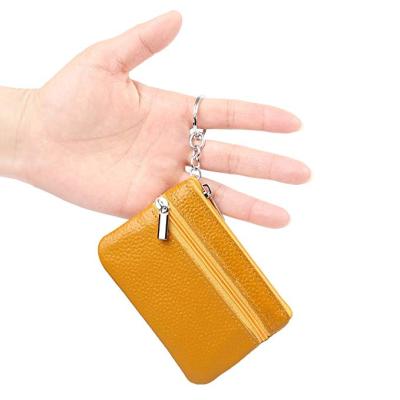 China Cute Stylish Anti-theft Mini Coin Purse Leather Wallet with Key Ring Chain for sale