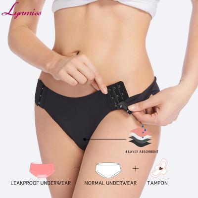 China Hot Custom Lynmiss Antibacterial Ladies Panties Pearl For Lace Thong Women Open Crotch Seamless Underwear Detachable Period Underwear for sale