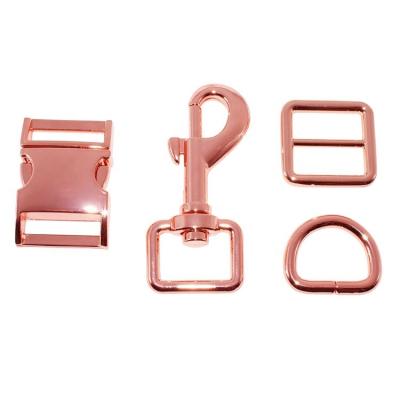 China TANAI Eco-Friendly Fashion Mounted Side Release Buckle Swivel Hook Adjuster D-Ring Pet Collar Hardware Gold Te koop