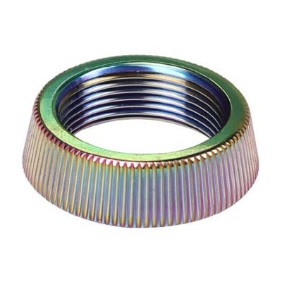 China Beauty Titanium Coated Rainbow Lock Nut Custom Precision CNC Knurled Rotation for sale