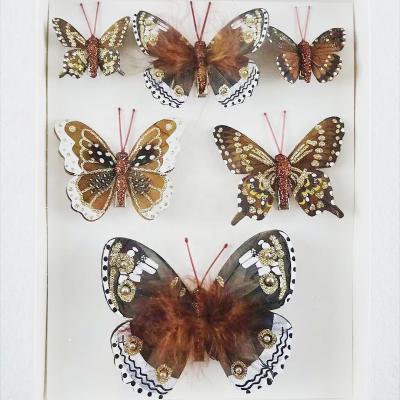 China Home Decoration Mixed Sizes Artificial Feather Butterfly For Decorations 5cm 8cm 12cm for sale