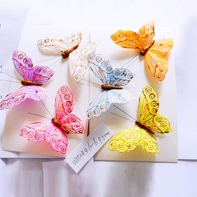 China Home Decoration Customized Artificial Feather Butterfly For Decorations 6cm 8cm 10cm 12cm 15cm for sale