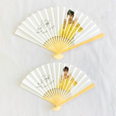 China Europe Customized OEM Custom Made Folding Bamboo Europe Art Logo Style Time Hand Paper Fan Manual Fan Bag Gift Business People Pcs for sale