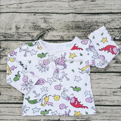 China 2016 fall boutique anti-pilling mermaid printed cotton long sleeve shirt and wholesale baby costume for sale