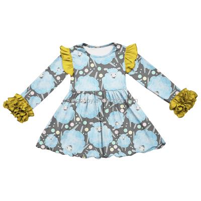 China Wholesale Girls Breathable Dresses Sheath Long Cotton Autumn Ruffled Dresses New Kids Milk Silk Dresses for sale