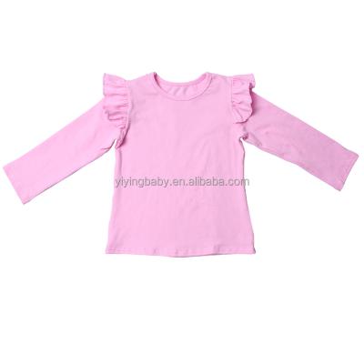 China High Quality Breathable Soft Children's Clothing Boutique Ruffle Shirts Baby Summer Simple T-shirt for sale