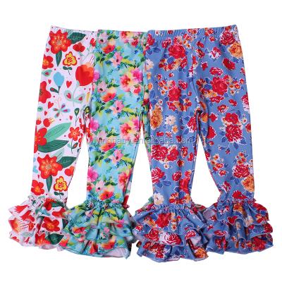 China 2020 New Breathable High Quality Children Flower Print Girls Ruffle Baby Pants for sale